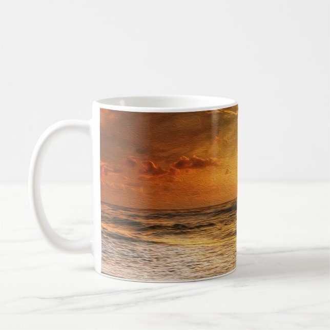 Caneca De Café Serene Sunset Beach - Tranquil Coastal Charm (Esquerda)