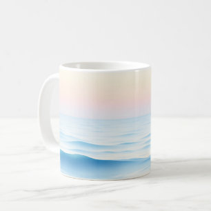 Caneca De Café Serene Watercolor Ocean com ondas suaves