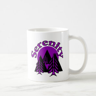 Caneca De Café Serenidade Citação Moderna Roxo Roxo Árvores