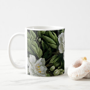 Caneca De Café Serenidade de cada Sip: Folhagem Floral Exótica