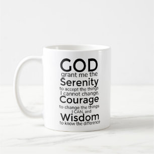 Caneca De Café Serenity Prayer em caracteres negros e limpos Coff