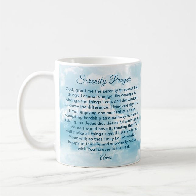 Caneca De Café Serenity Prayer Mug com Céu Azul e Nuvens (Esquerda)