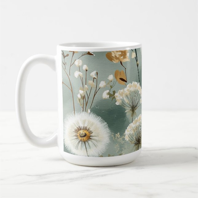 Caneca De Café Série de Design de Dente-de-Leão #3 (Esquerda)