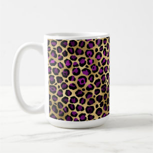Caneca De Café Série Design Leopardo Roxo e Dourado 4