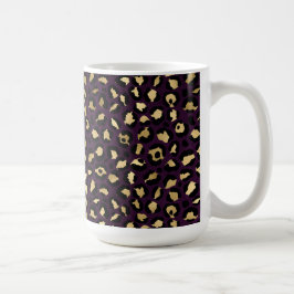 Caneca De Café Série Leopardo roxa e Dourada Design 2