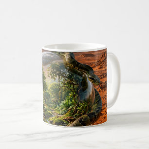 Caneca De Café Serpente & a Orbe do Éden Paisagem Surrealista de