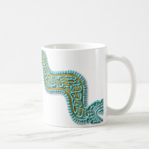Caneca De Café Serpente-turquesa e ouro maias