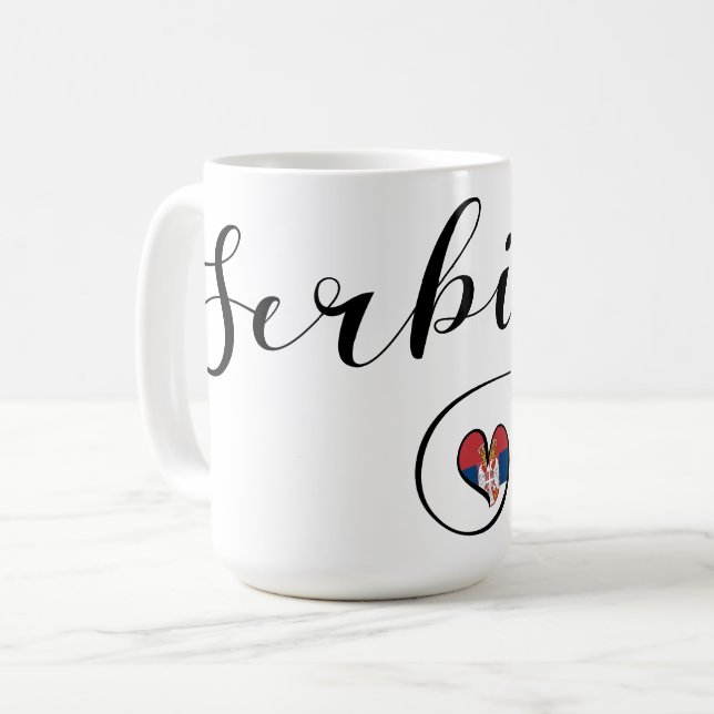 Caneca De Café Sérvia Flag Heart, República Srbija (Frente Esquerda)