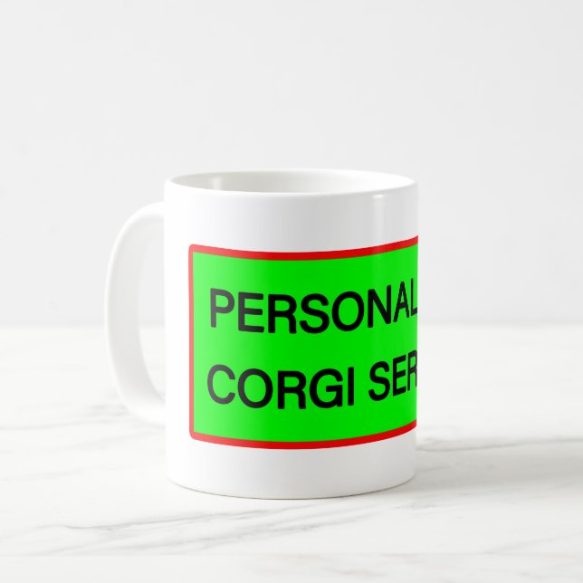Caneca De Café Serviço Corgi Pessoal (Frente Esquerda)