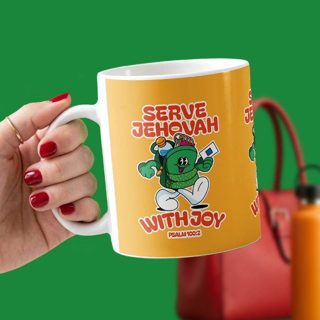 Caneca De Café Servir a Jeová com Alegria – Salmo 100:2 (Criador carregado)