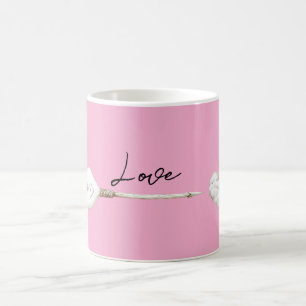 Caneca De Café Seta Pink White Heart Cloud Love