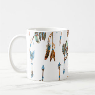 Caneca De Café Setas tribais: ilustração da safra de aquarela.