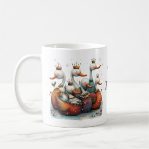 Caneca De Café Sete Cisnes Nadando Caprichosos Natal 325ml