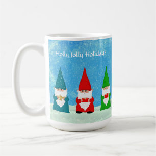 Caneca De Café Sete Gnomos de Natal em Azul Claro