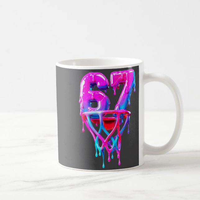 Caneca De Café Sete Seis 67 Gotejamento Basquete Personalizado (Direita)