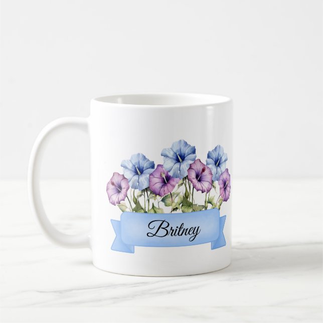 Caneca De Café Setembro Birth Aster Flower Personalizado (Esquerda)
