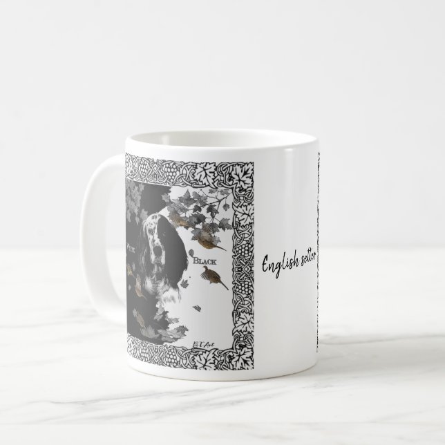 Caneca De Café Setter inglês preto e branco        (Frente Esquerda)