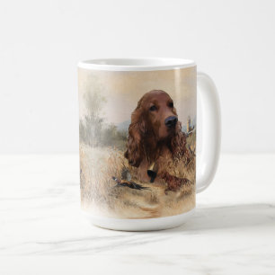 Caneca De Café Setter Irlandês Caçando Faisão ,Arte