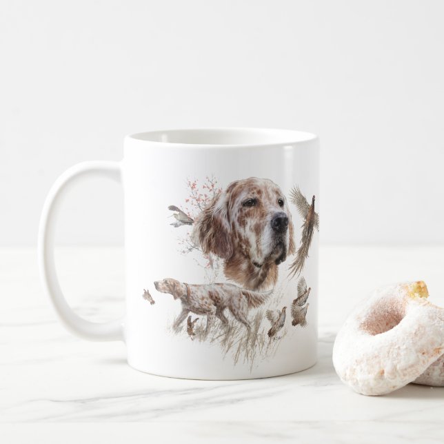 Caneca De Café Setter Lindo, Arte (Com Donut)