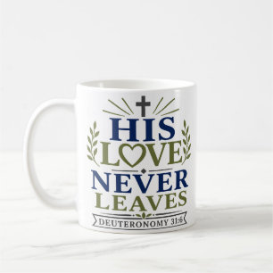 Caneca De Café Seu Amor Nunca Deixa Versículo Bíblico Minimalista