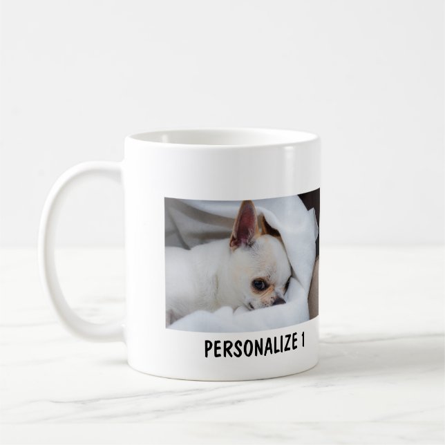 Caneca De Café Seu cão de estimação, chihuahua, fotos personaliza (Esquerda)