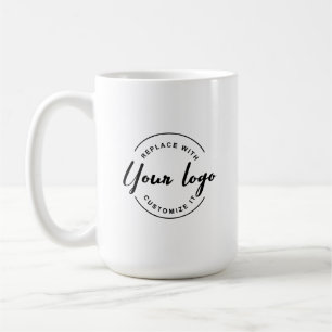 Caneca De Café Seu logotipo aqui, preto e branco, é personalizado