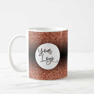 Caneca De Café Seu Logotipo Corporativo, Cobre e Ombre Preto