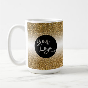 Caneca De Café Seu logotipo corporativo, dourado e ombre branco