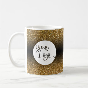 Caneca De Café Seu logotipo corporativo, dourado e ombre preto