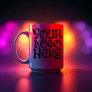Caneca De Café Seu Logotipo e Texto Simples