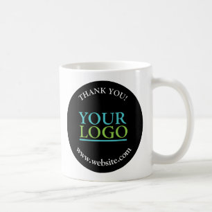 Caneca De Café Seu logotipo, Obrigado, Nome e Site, Círculo Pret