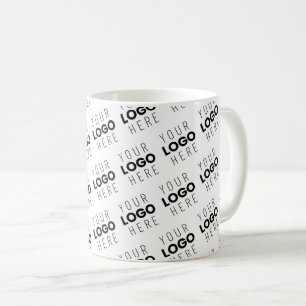 Caneca De Café Seu Logotipo Padrão Diagonal Simples Repetitivo