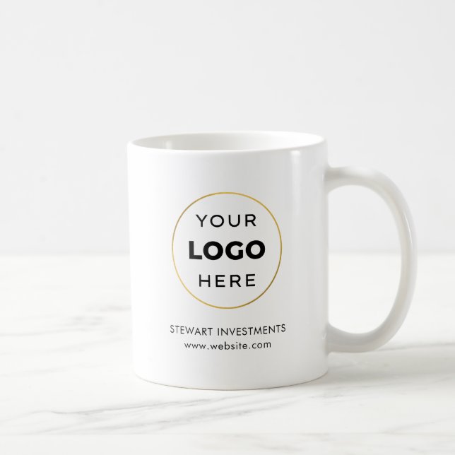 Caneca De Café Seu Logotipo Personalizado Empresa Branco (Direita)