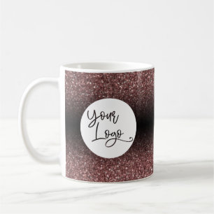 Caneca De Café Seu Logotipo Sobre Degradê de Dourado Rosa Escuro 