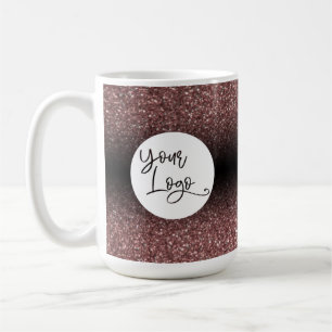 Caneca De Café Seu Logotipo Sobre Degradê de Dourado Rosa Escuro