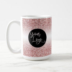 Caneca De Café Seu logotipo sobre o Rosa claro, Dourado e branco