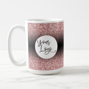 Caneca De Café Seu Logotipo Sobre Ombre de Rosa Dourado Claro e P
