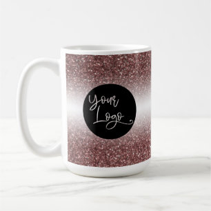 Caneca De Café Seu logotipo sobre Rosa escuro, Dourado e branco