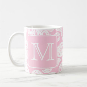 Caneca De Café Seu monograma da letra. Teste padrão cor-de-rosa