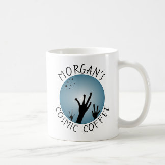 Caneca De Café Seu nome Alienígena Mão Sci Fi Black Blue ET Cosmm