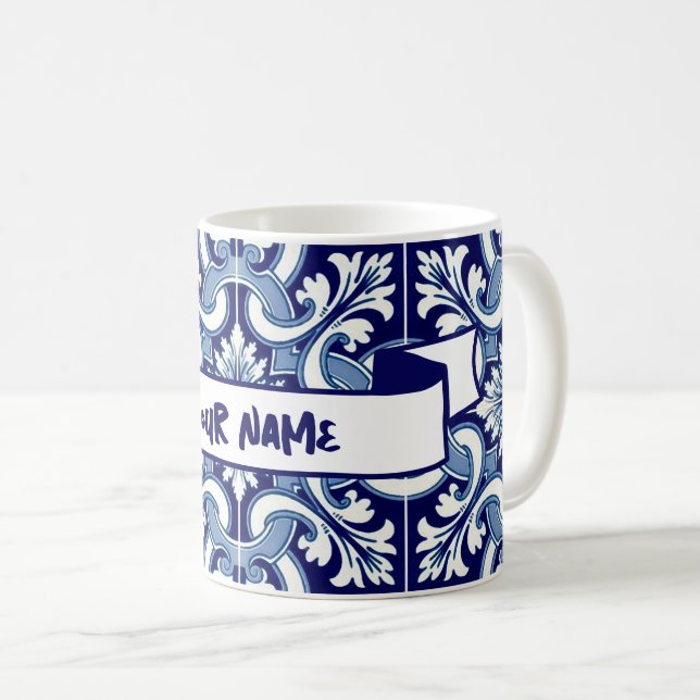 Caneca De Café Seu nome é azulejo português (Frente Esquerda)