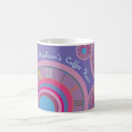 Caneca De Café Seu nome Hora do Café Numeração Romana Colorida