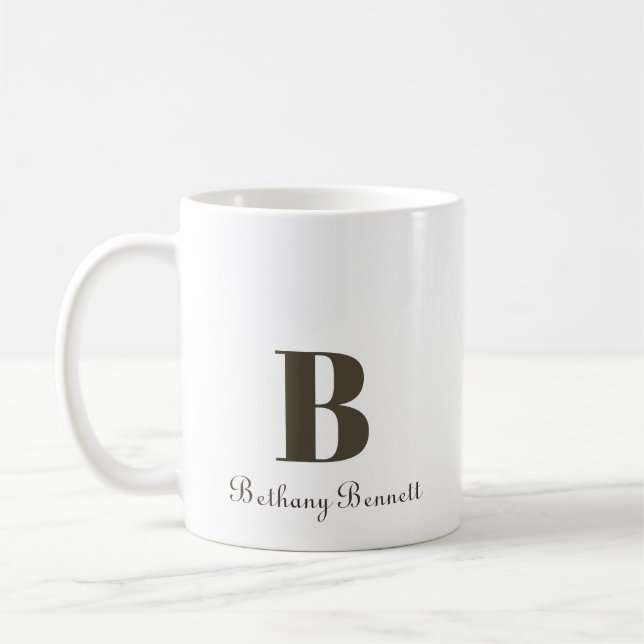 Caneca De Café Seu Nome Monograma Personalizado (Esquerda)