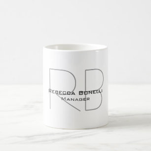 Caneca De Café Seu Nome Monograma Seu Título Moderno