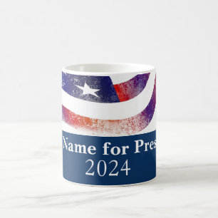 Caneca De Café Seu nome para Presidente 2024 Bandeira Americana
