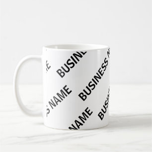 Caneca De Café Seu Padrão de Nome de Negócio   Preto & Branco