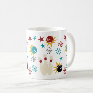 Caneca De Café Seu próprio tema retro da boliche da cor