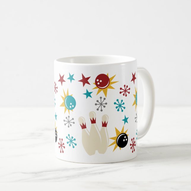 Caneca De Café Seu próprio tema retro da boliche da cor (Frente Esquerda)