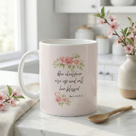 Caneca De Café Seus filhos se levantam e a chamam de abençoada