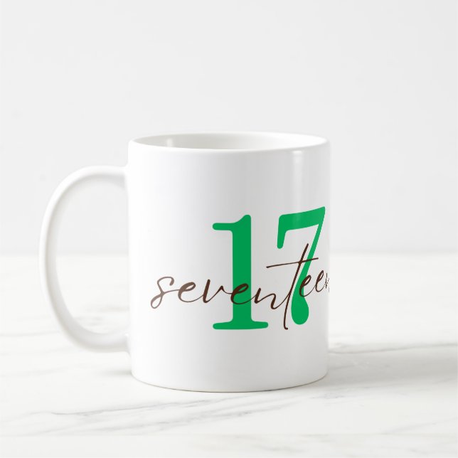 Caneca De Café Seventeenth 17 Year Anniversary Personalization (Esquerda)